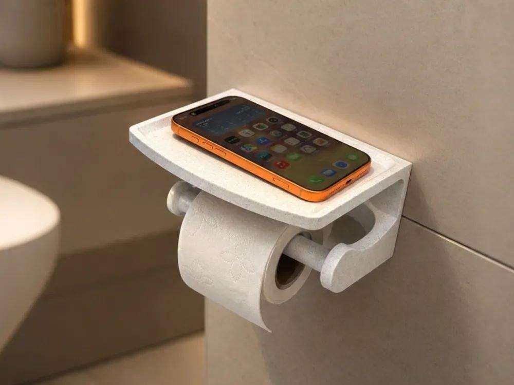 Toilet paper holder with a phone stand