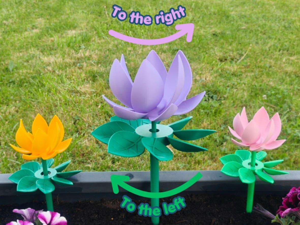 The Kinetic Zen Lotus is a wind-up toy with a dual spinning mechanism.