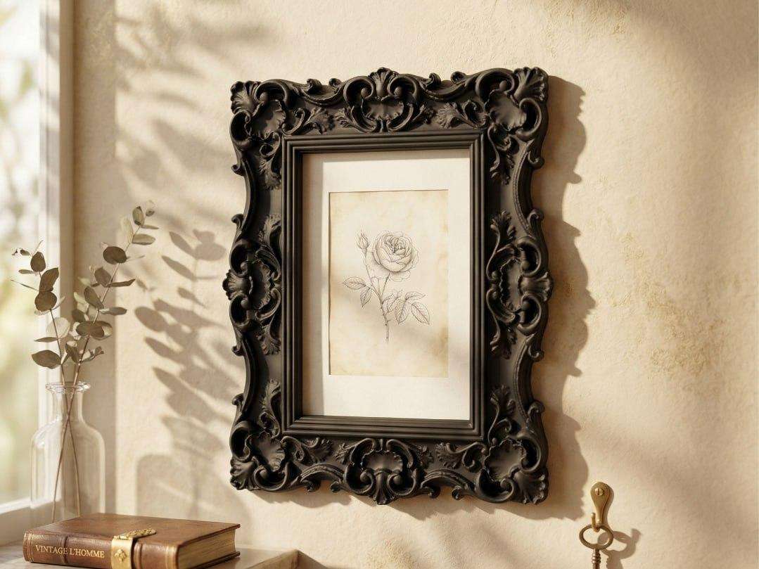 An oval frame in the Baroque style.