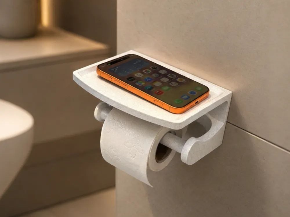 Toilet paper holder with a phone stand