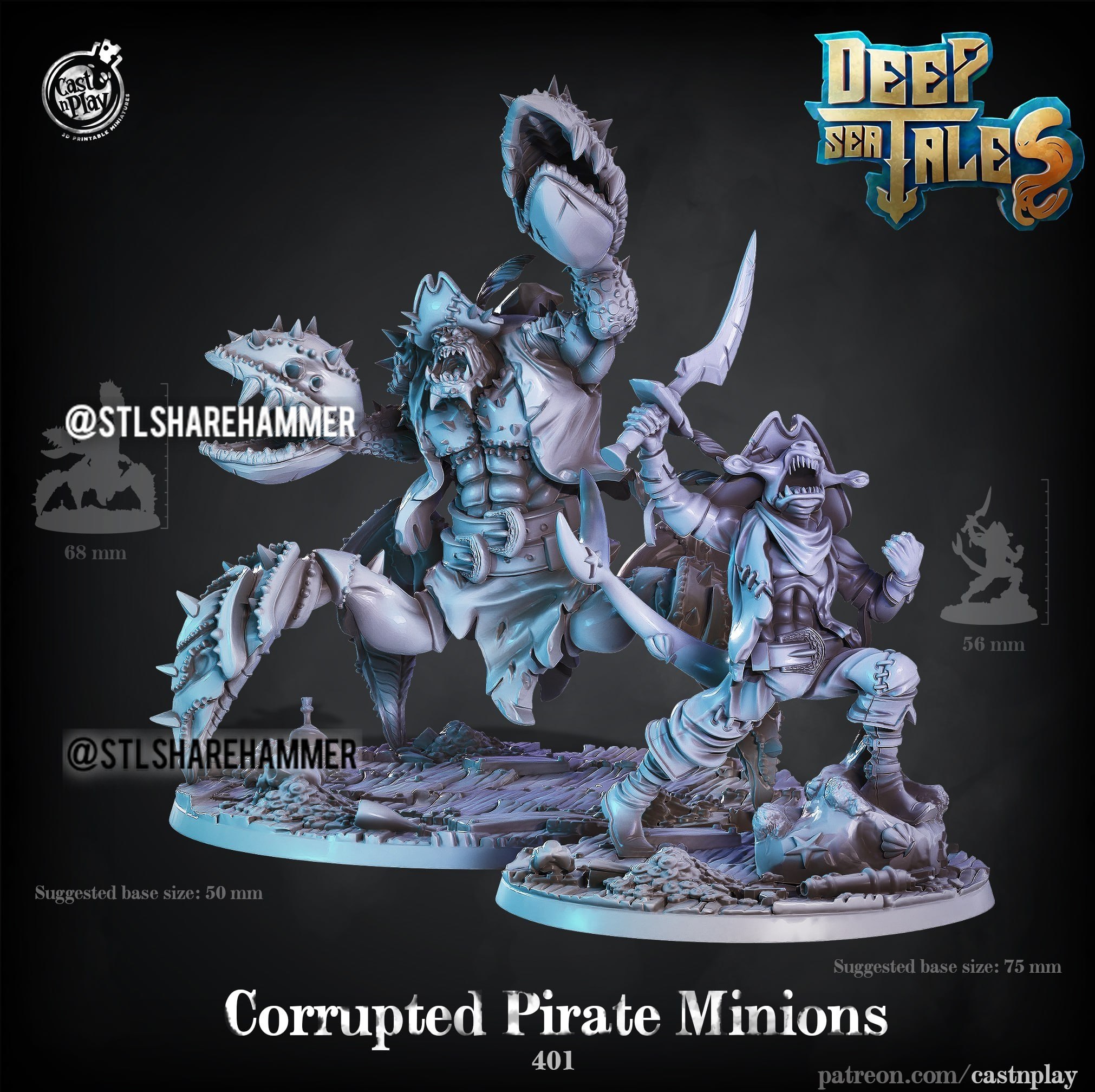 401 Corrupted Pirate Minions, crab orc leviathan monster,US PS LYS